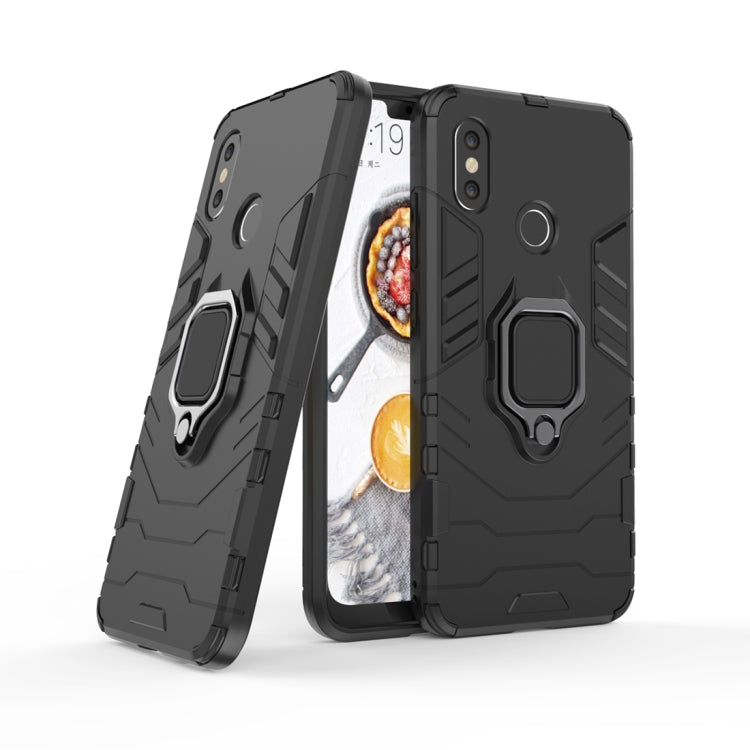 PC + TPU Shockproof Protective Case with Magnetic Ring Holder for Xiaomi Mi 8(Black)