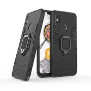 PC + TPU Shockproof Protective Case with Magnetic Ring Holder for Xiaomi Mi 8(Black)