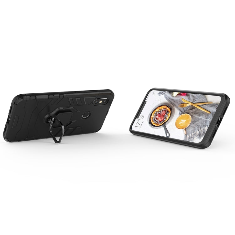 PC + TPU Shockproof Protective Case with Magnetic Ring Holder for Xiaomi Mi 8(Black)