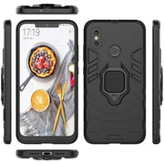 PC + TPU Shockproof Protective Case with Magnetic Ring Holder for Xiaomi Mi 8(Black)