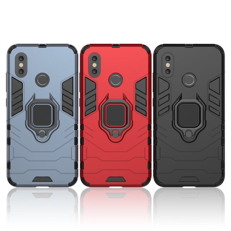 PC + TPU Shockproof Protective Case with Magnetic Ring Holder for Xiaomi Mi 8(Black)
