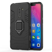 PC + TPU Shockproof Protective Case with Magnetic Ring Holder for Xiaomi Pocophone F1(Black)