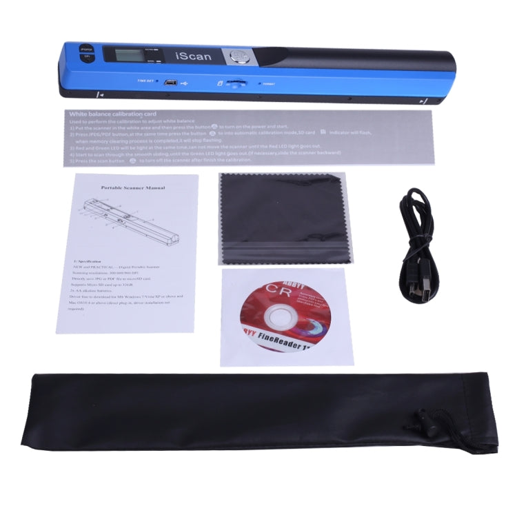 iScan01 Mobile Document Handheld Scanner with LED Display, A4 Contact Image Sensor(Blue)