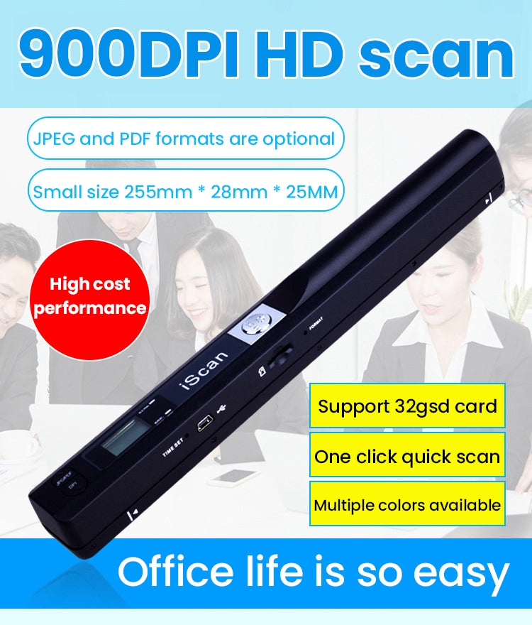 iScan01 Mobile Document Handheld Scanner with LED Display, A4 Contact Image Sensor(Black)