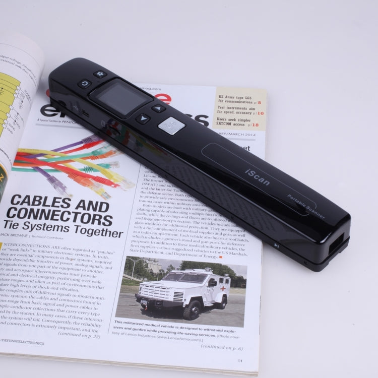 iScan02 Double Roller Mobile Document Portable Handheld Scanner with LED Display,  Support 1050DPI  / 600DPI  / 300DPI  / PDF / JPG / TF(Black)