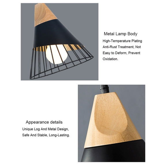 E27 Modern Lighting Iron Solid Wood Pendant Light Hanging Lamp(White)