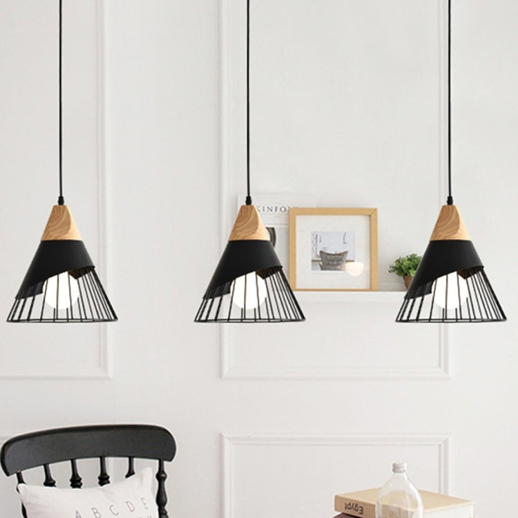 E27 Modern Lighting Iron Solid Wood Pendant Light Hanging Lamp(White)