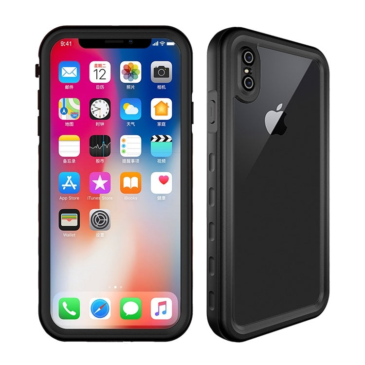 For iPhone XS Max 2m Water-resistant Snowproof 2m Shockproof Dustproof PC+Silicone Case (Black)