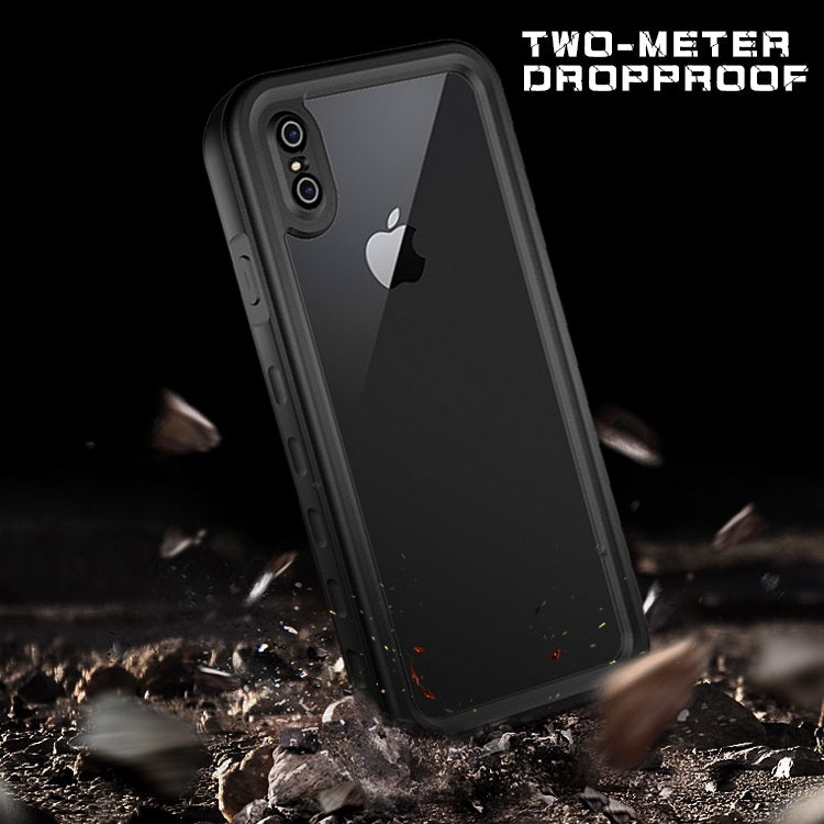 For iPhone XS Max 2m Water-resistant Snowproof 2m Shockproof Dustproof PC+Silicone Case (Black)