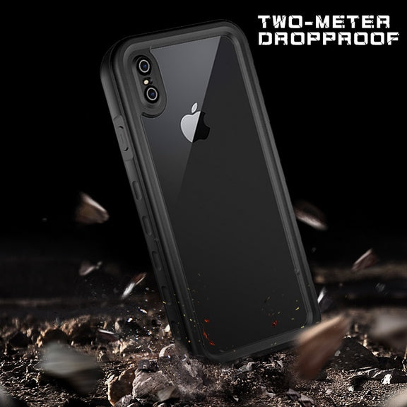 For iPhone XS Max 2m Water-resistant Snowproof 2m Shockproof Dustproof PC+Silicone Case (Black)