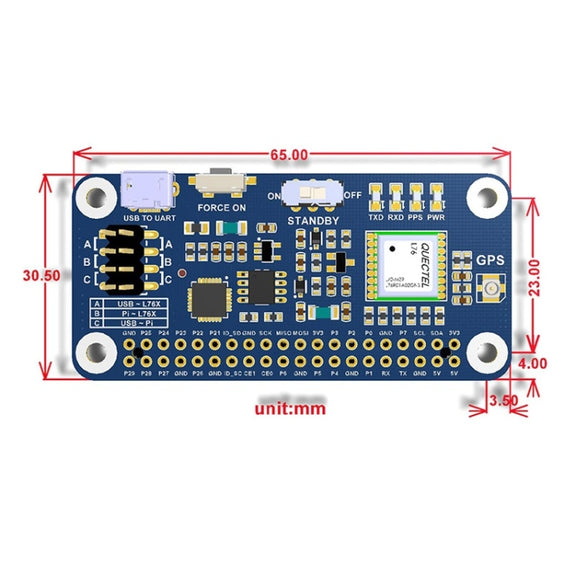 Waveshare L76X Multi-GNSS HAT for Raspberry Pi, GPS, BDS, QZSS