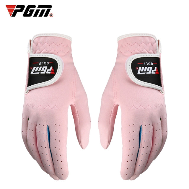 PGM One Pair Golf Microfiber Cloth Soft Comfortable Gloves for Children (Color:Pink Size:17)