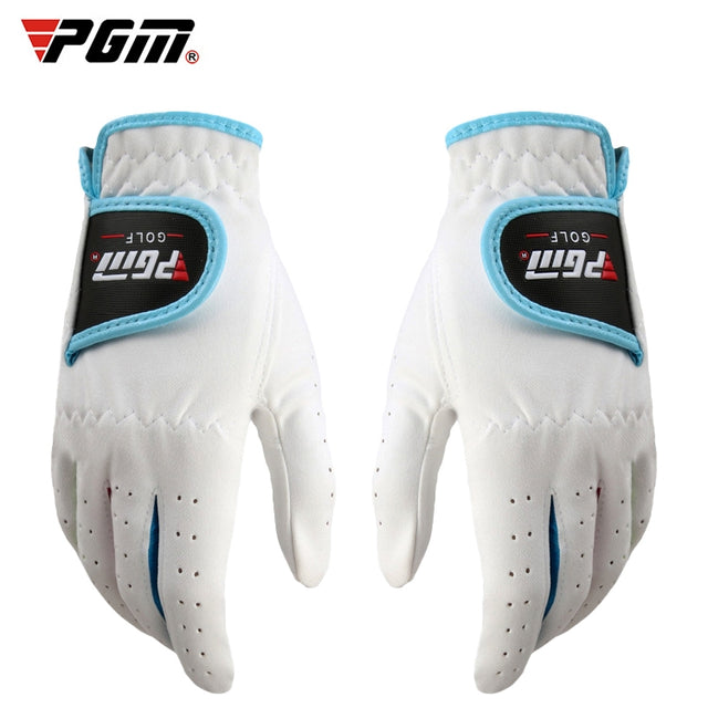 PGM One Pair Golf Microfiber Cloth Soft Comfortable Gloves for Children (Color:White Size:14)
