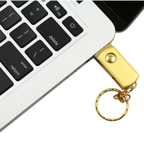 MicroDrive 128GB USB 2.0 Creative Personality Metal U Disk with Keychain (Gold)