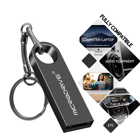 MicroDrive 128GB USB 2.0 Metal Water-resistant High Speed U Disk(Black)