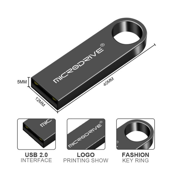 MicroDrive 128GB USB 2.0 Metal Water-resistant High Speed U Disk(Black)