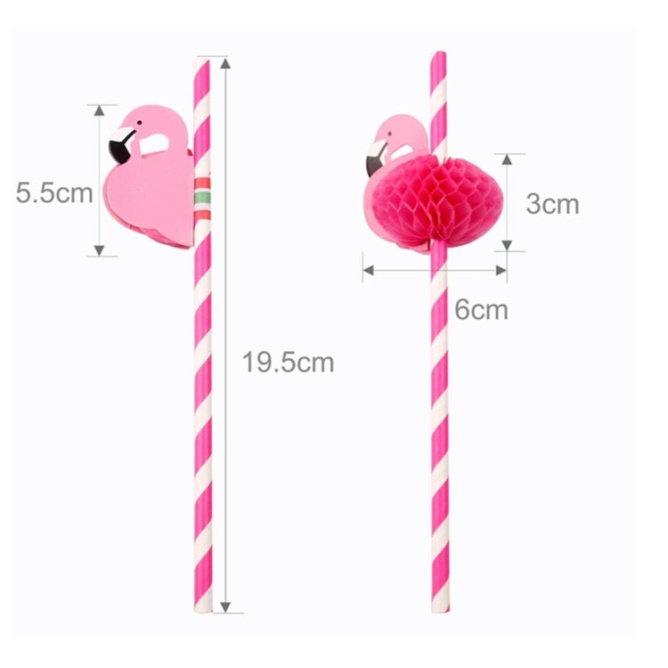 50 PCS 3D Flamingo Jungle Paper Straws Party Decorations Cocktail Straw (Pink)