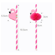 50 PCS 3D Flamingo Jungle Paper Straws Party Decorations Cocktail Straw (Pink)