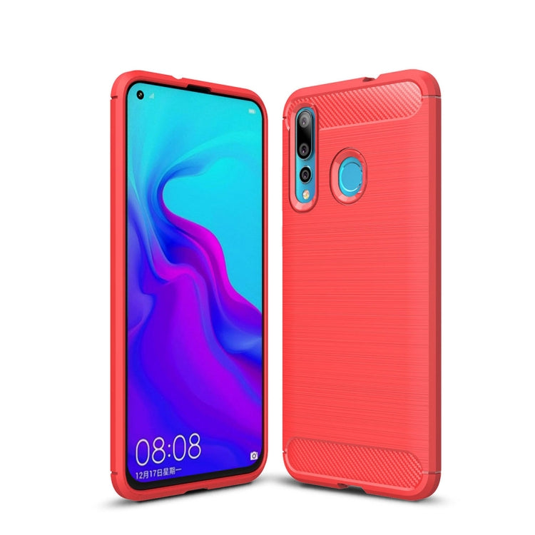 Brushed Texture Carbon Fiber Shockproof TPU Case for Huawei Nova 4 (Red)