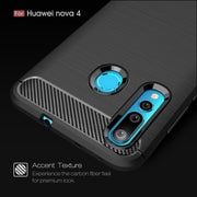 Brushed Texture Carbon Fiber Shockproof TPU Case for Huawei Nova 4 (Red)