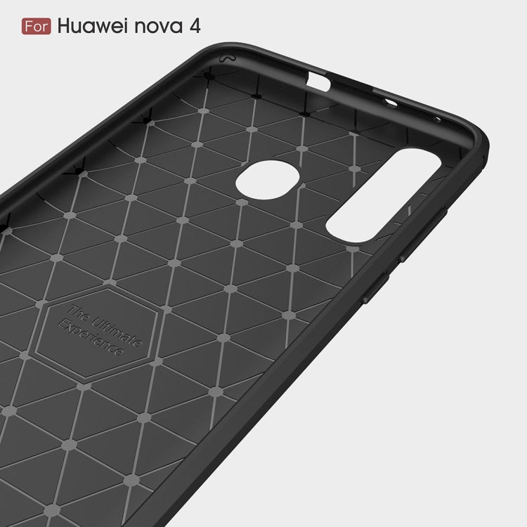 Brushed Texture Carbon Fiber Shockproof TPU Case for Huawei Nova 4 (Red)