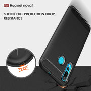 Brushed Texture Carbon Fiber Shockproof TPU Case for Huawei Nova 4 (Red)
