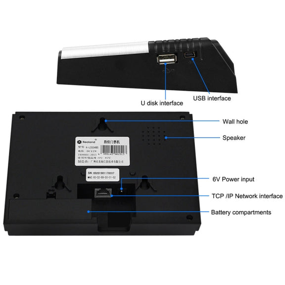 Realand AL355 Fingerprint Time Attendance with 2.8 inch Color Screen & ID Card Function & WiFi