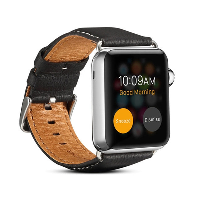 Denior Environmental Luxury Car Watch Leather Watch Band for Apple Watch Series 10 42mm / 9&8&7 41mm / SE 3&SE 2&6&SE&5&4 40mm / 3&2&1 38mm(Black)