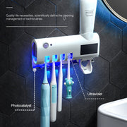 Ultraviolet Toothbrush Sterilizer Bathroom Wall-mounted Toothbrush Holder (Black)