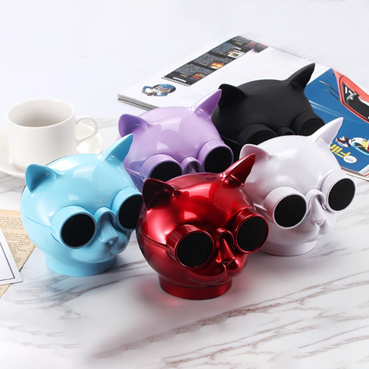 T8 Mini Cat Shape Stereo Wireless Bluetooth Speaker, Support Hands-free / TF Card / FM(Black)