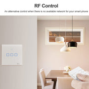 Sonoff T2 Touch 86mm Tempered Glass Panel Wall Switch Smart Home Light Touch Switch, Compatible with Alexa and Google Home, AC 100V-240V, EU Plug