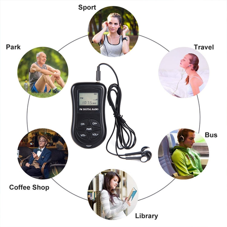 HRD-107 DSP Digital Display Portable Stereo FM Radio with Headset(Black)