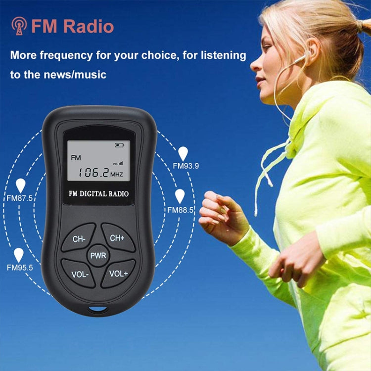 HRD-107 DSP Digital Display Portable Stereo FM Radio with Headset(Black)