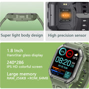 KR06 Water-resistant Pedometer Sport Smart Watch, Support Heart Rate / Blood Pressure Monitoring / BT Calling(Black)