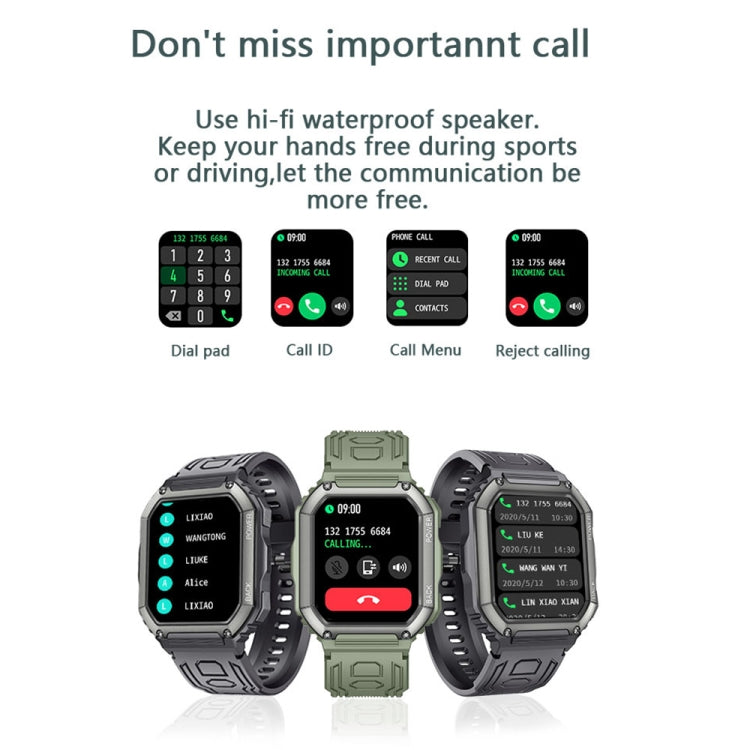 KR06 Water-resistant Pedometer Sport Smart Watch, Support Heart Rate / Blood Pressure Monitoring / BT Calling(Black)
