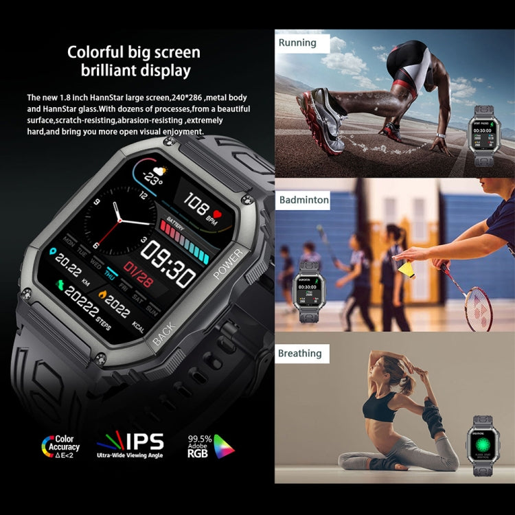 KR06 Water-resistant Pedometer Sport Smart Watch, Support Heart Rate / Blood Pressure Monitoring / BT Calling(Black)