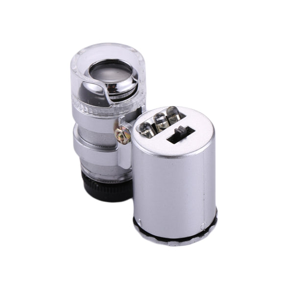 Mini Portable 60X Jewelry Appraisal Microscope with LED Light & Currency Detecting Function