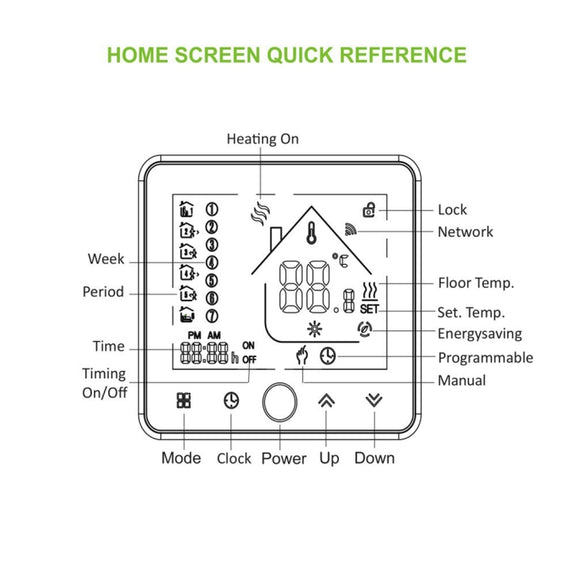 BHT-002GALW 3A Load Water Heating Type LCD Digital Heating Room Thermostat with Time Display, WiFi Control(Black)
