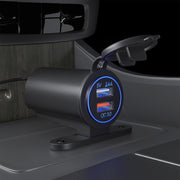 ZH-723F1 Car / Motorcycle QC3.0 Cell Phone Fast Charging Dual USB Car Charger(Blue Light)