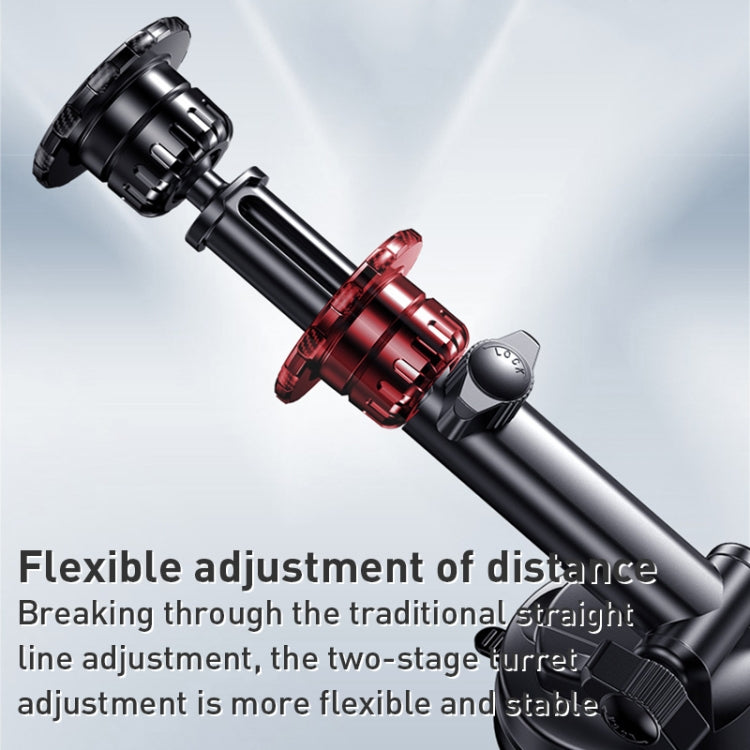 Yesido C160 Suction Cup Type Telescopic Rod Magnetic Car Phone Holder (Black)