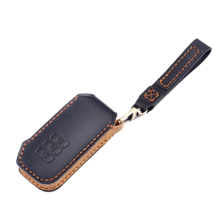 For Kia 3-button Hallmo Car Cowhide Leather Key Protective Cover Key Case(Blue)