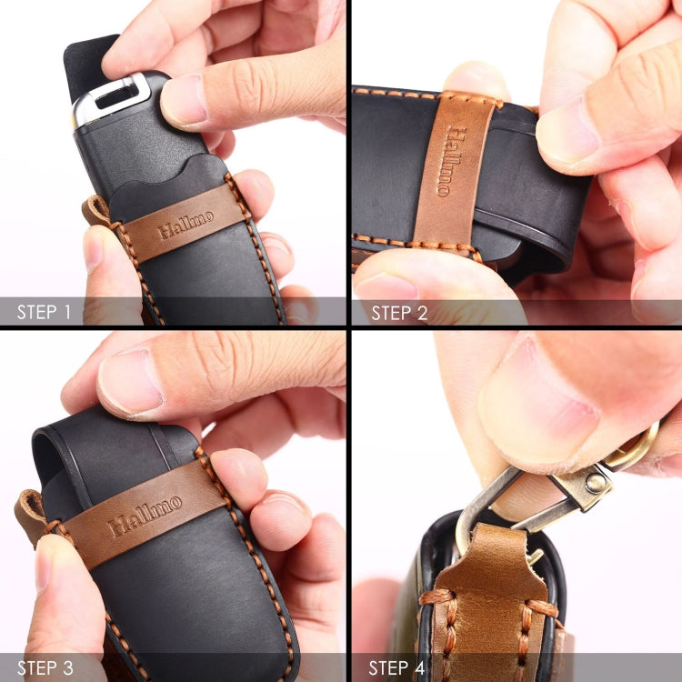 For Nissan Teana / Ariya 3-button Tail Box Hallmo Car Cowhide Leather Key Protective Cover Key Case(Blue)