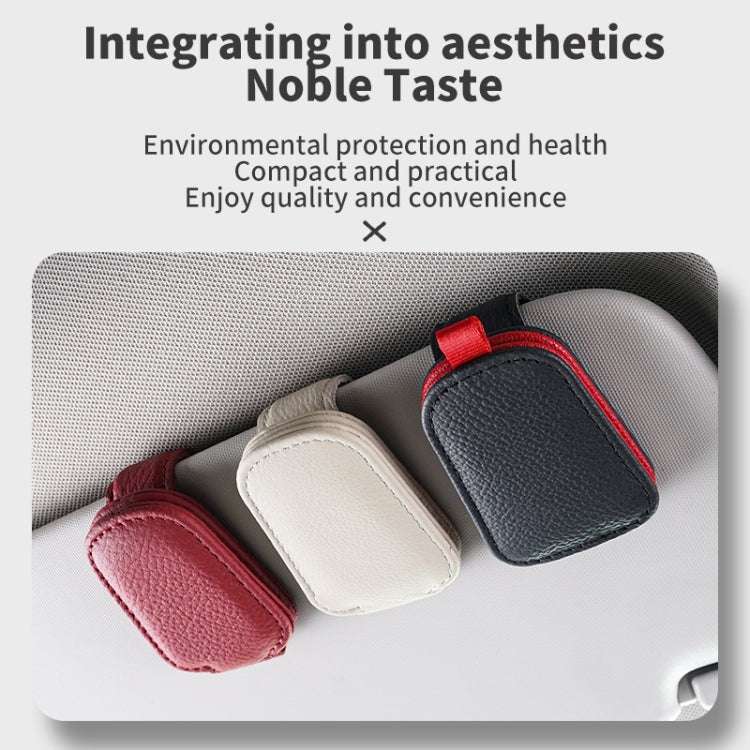 Car Sun Visor Glasses Clip Multi-functional Card Storage Bracket (Black Red)
