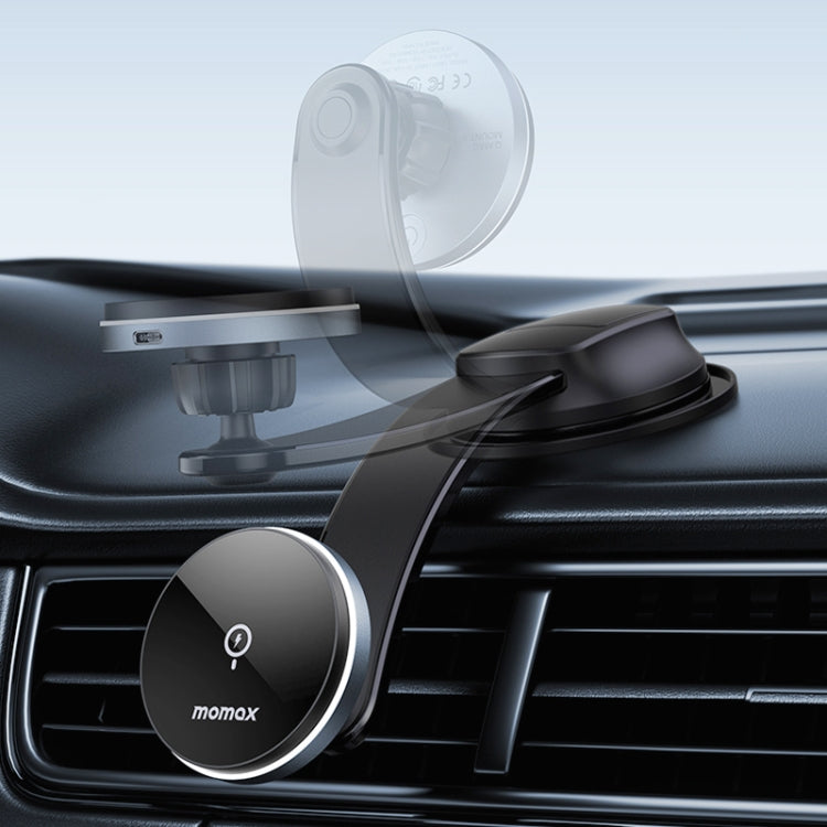 MOMAX CM25B Magnetic Wireless Charger Car Suction Cup Phone Holder