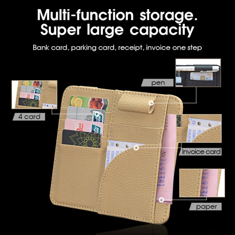 Car Multifunctional Sun Visor Card Holder Bill Storage Card Bag (Black)