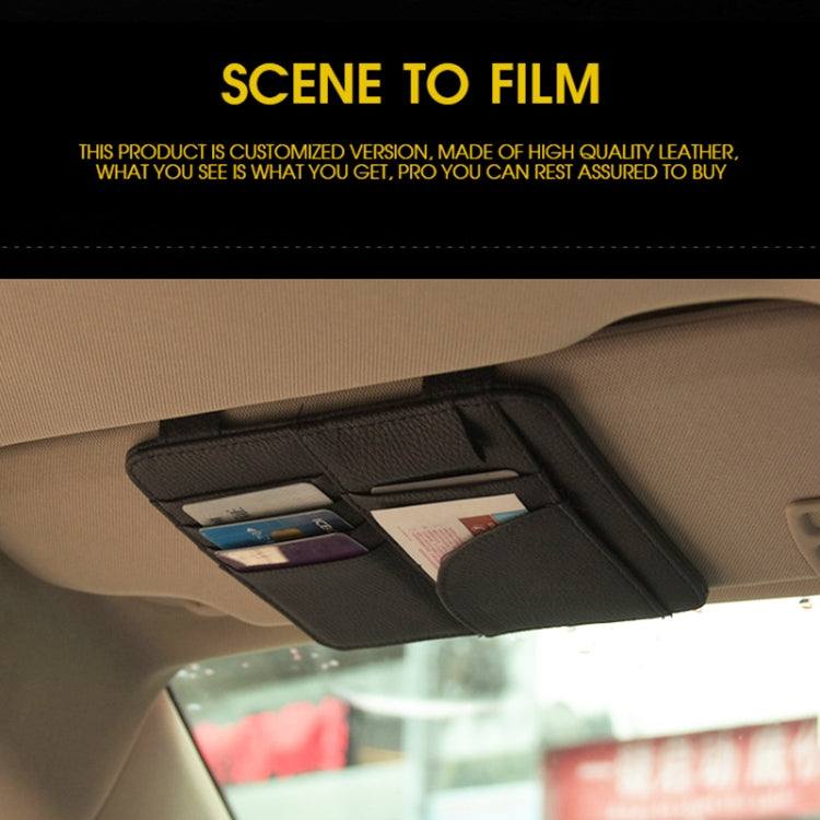 Car Multifunctional Sun Visor Card Holder Bill Storage Card Bag (Black)