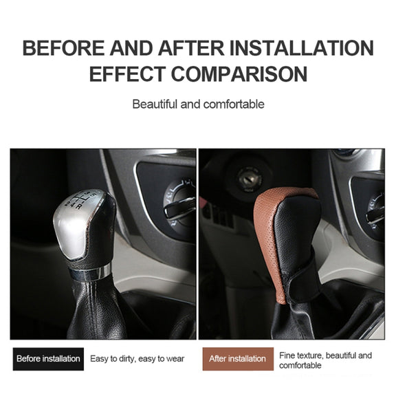 Universal Car PU Leather Gear Shift Knob Protective Cover (Black)