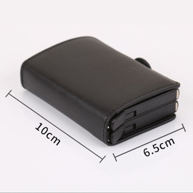 X-7 Antimagnetic RFID  Multi-functional Aluminum Crazy Horse Texture Leather Card Bag Wallet(Coffee)