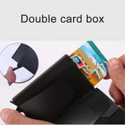 X-7 Antimagnetic RFID  Multi-functional Aluminum Crazy Horse Texture Leather Card Bag Wallet(Coffee)