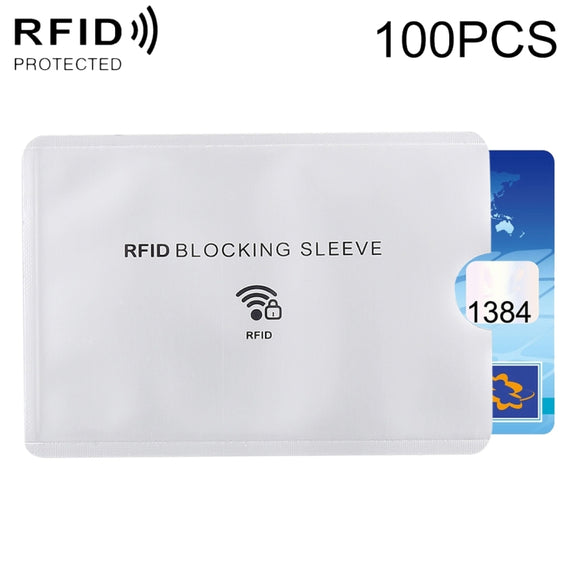 100pcs Aluminum Foil Anti Theft RFID Blocking Sleeve Card Protector, Size: 9.1*6.3cm